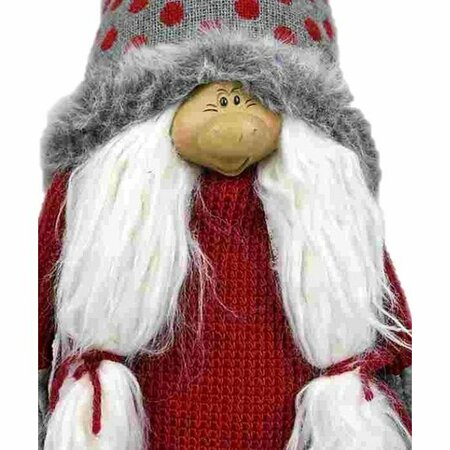 Homeroots 24 x 5.5 x 5.5 in. Red & Gray Spotted Hat Gnome with Pigtails 399314